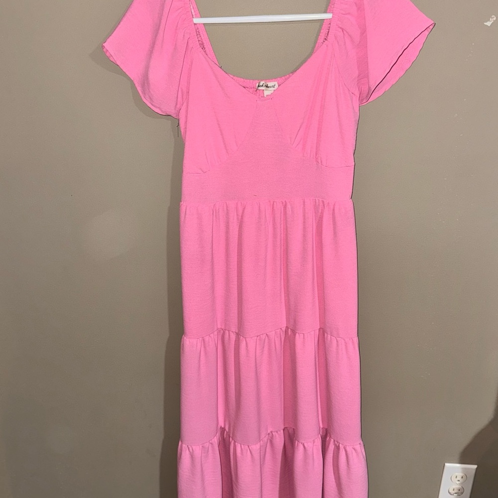 Pink Tiered Midi Dress